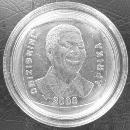Brand New Coin Capsule With The Scars - R5 Mandela Smiling 2000 A/UNC